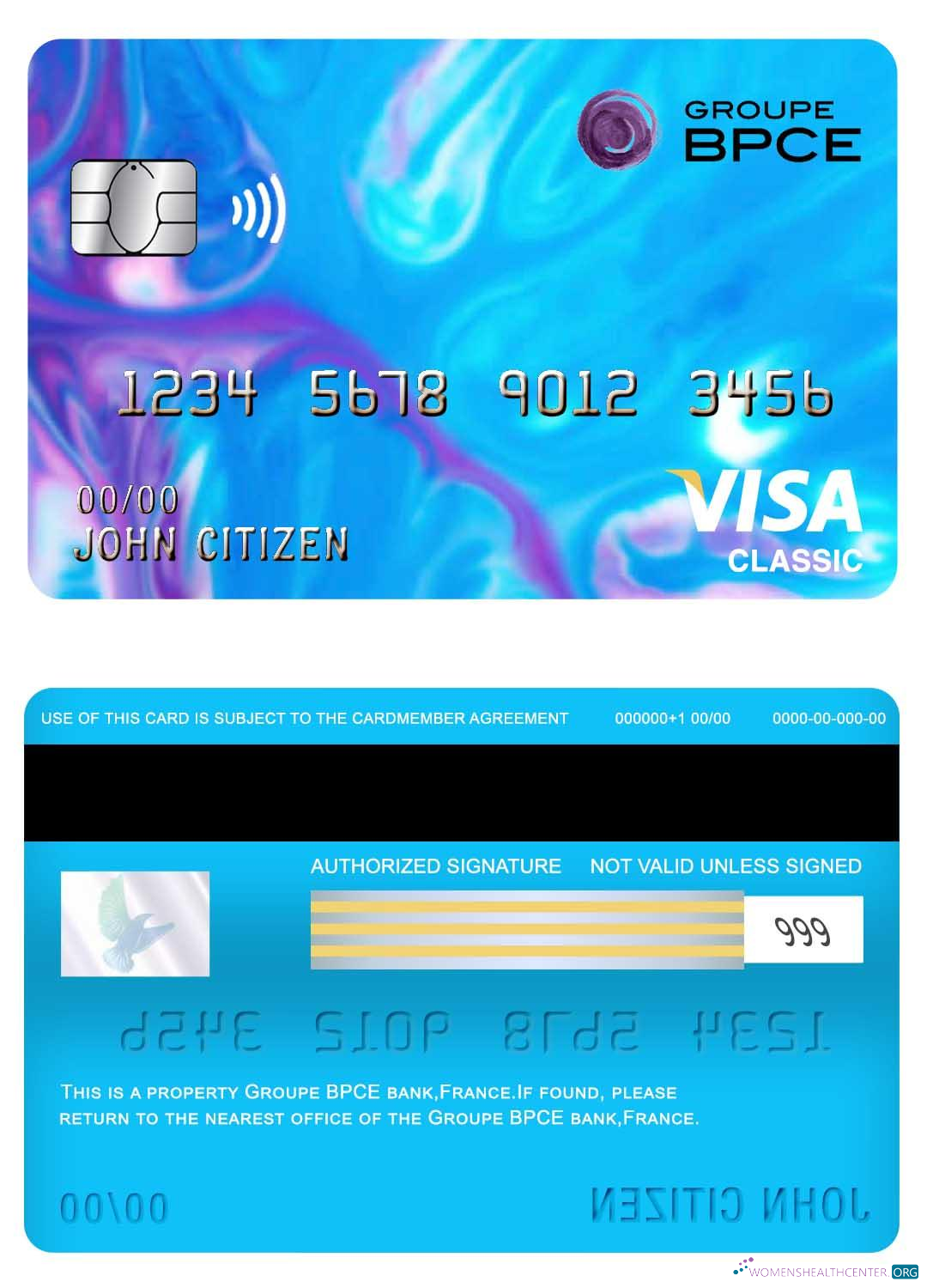 Download France Groupe BPCE bank visa classic card Photoshop template